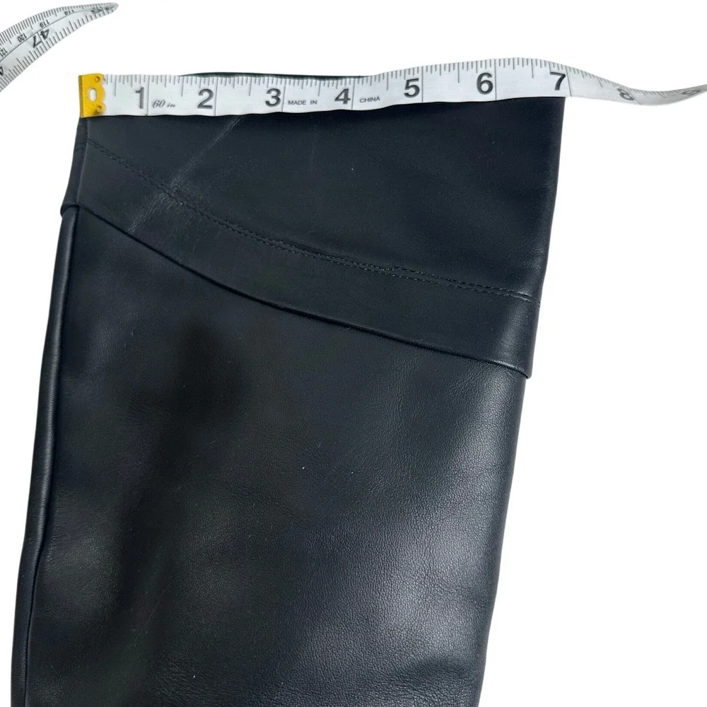 Black Leather Knee High Boots Women Made in Spain Size 8‎ Boho Western Chic